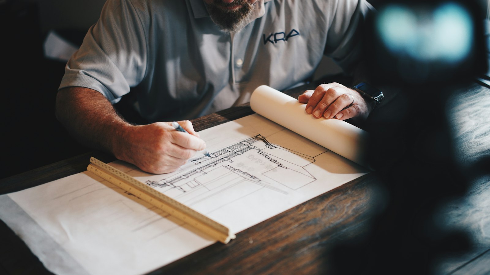 Construction drawings being reviewed during pre-construction