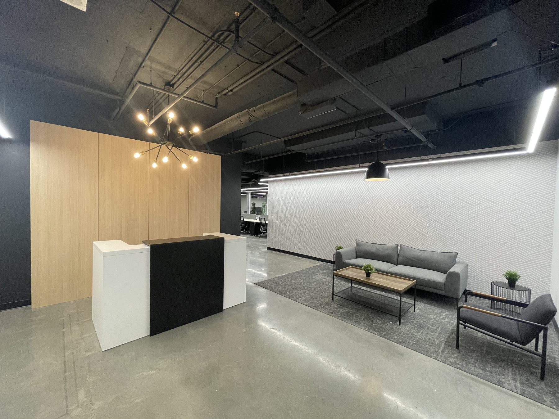 Office reception desk and waiting lounge