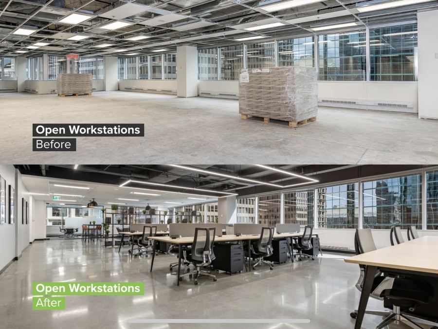 Open Workstations: Before & After by Kastone Construction, Ottawa