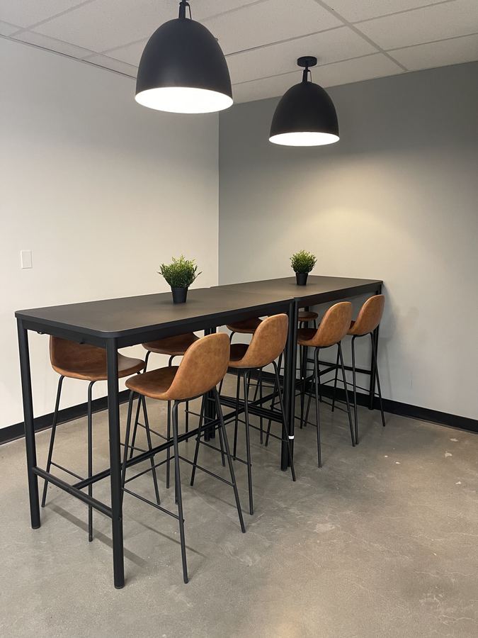 Pendant-lit bar counter