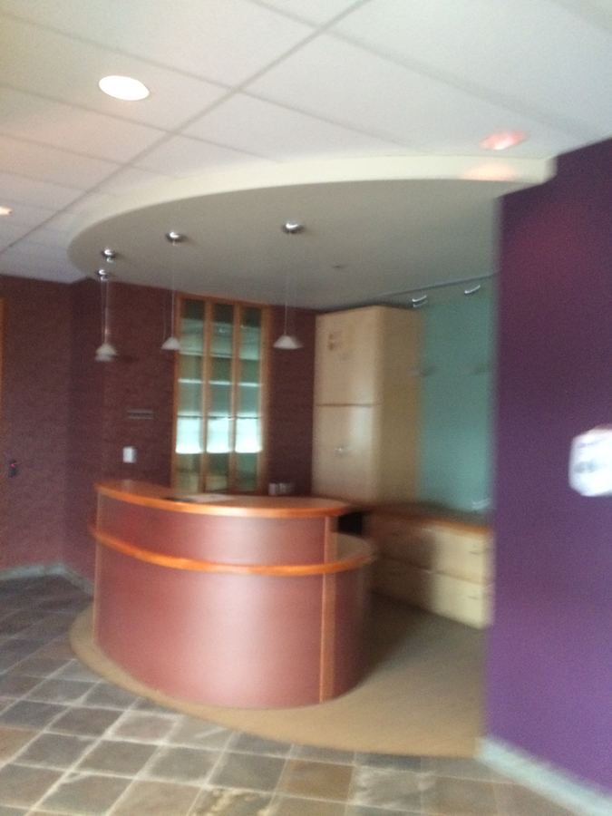 Curved office reception desk