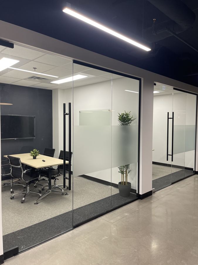 Completed glass meeting room ready for handover