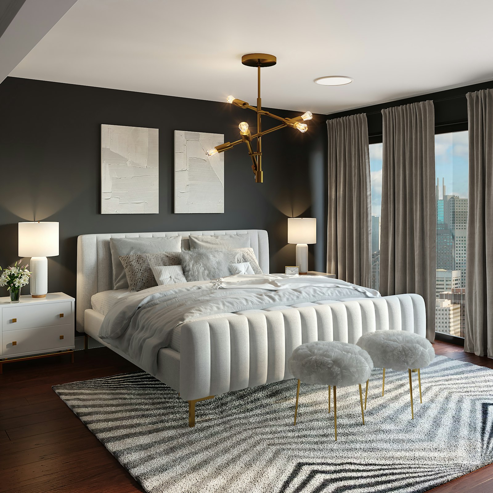 Renovated bedroom with a feature wall