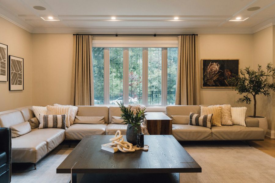 Great room with large windows